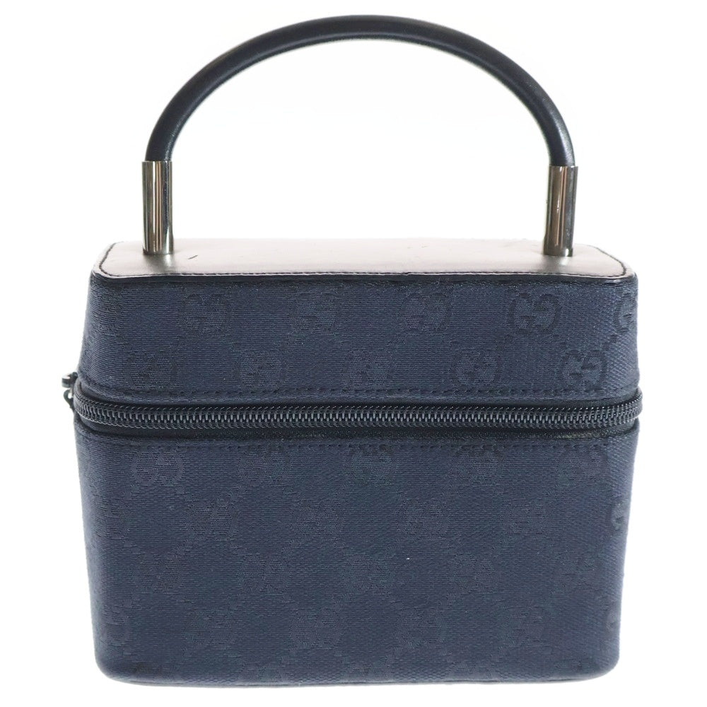 GUCCI(グッチ) GGキャンバス バニティポーチ メイクポーチ 小物入れ ブラック シルバー金具 キャンバス×レザー ハンドル有 039・1051