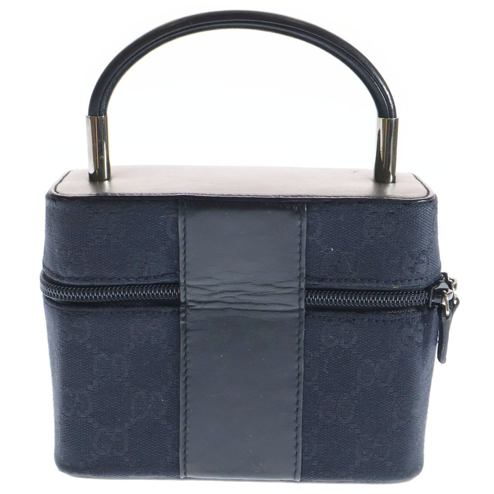 GUCCI(グッチ) GGキャンバス バニティポーチ メイクポーチ 小物入れ ブラック シルバー金具 キャンバス×レザー ハンドル有 039・1051
