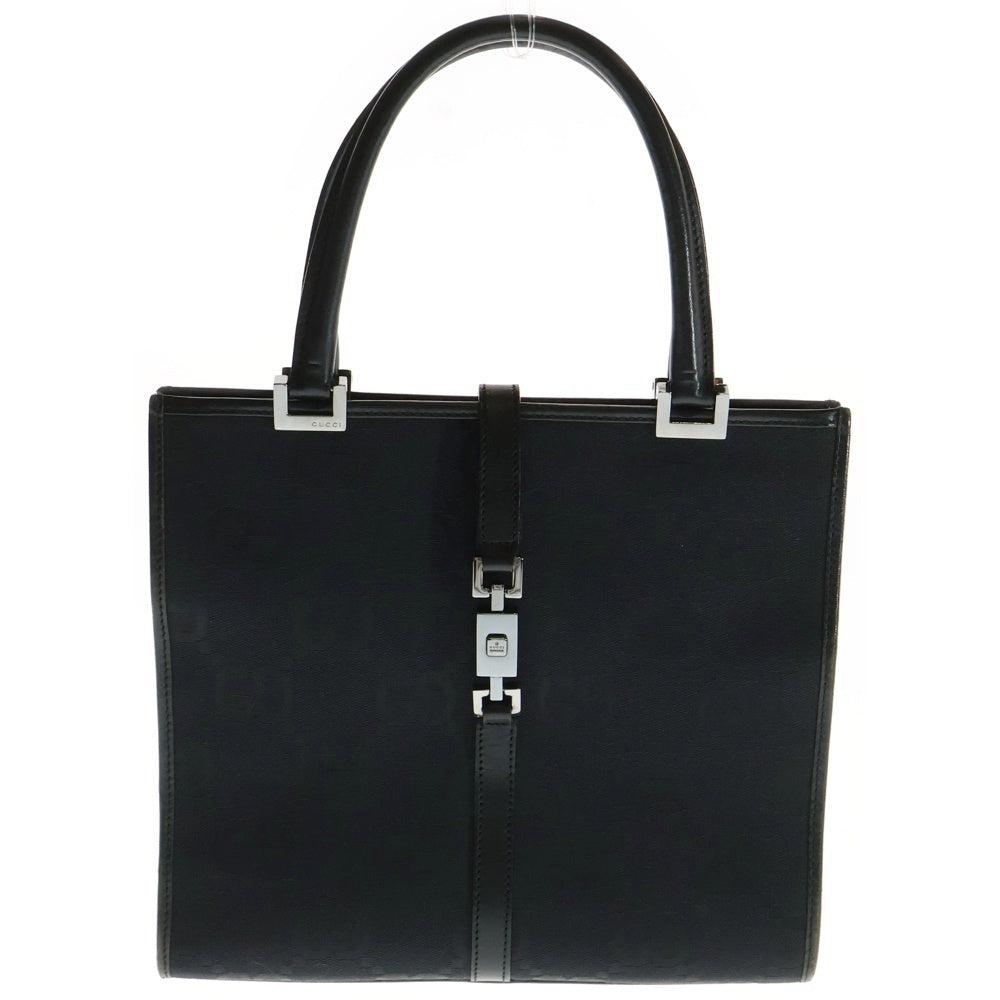 GUCCI(グッチ) GGキャンバス ジャッキー ハンドバッグ ミニトートバッグ ブラック シルバー金具 レザー 002・1065