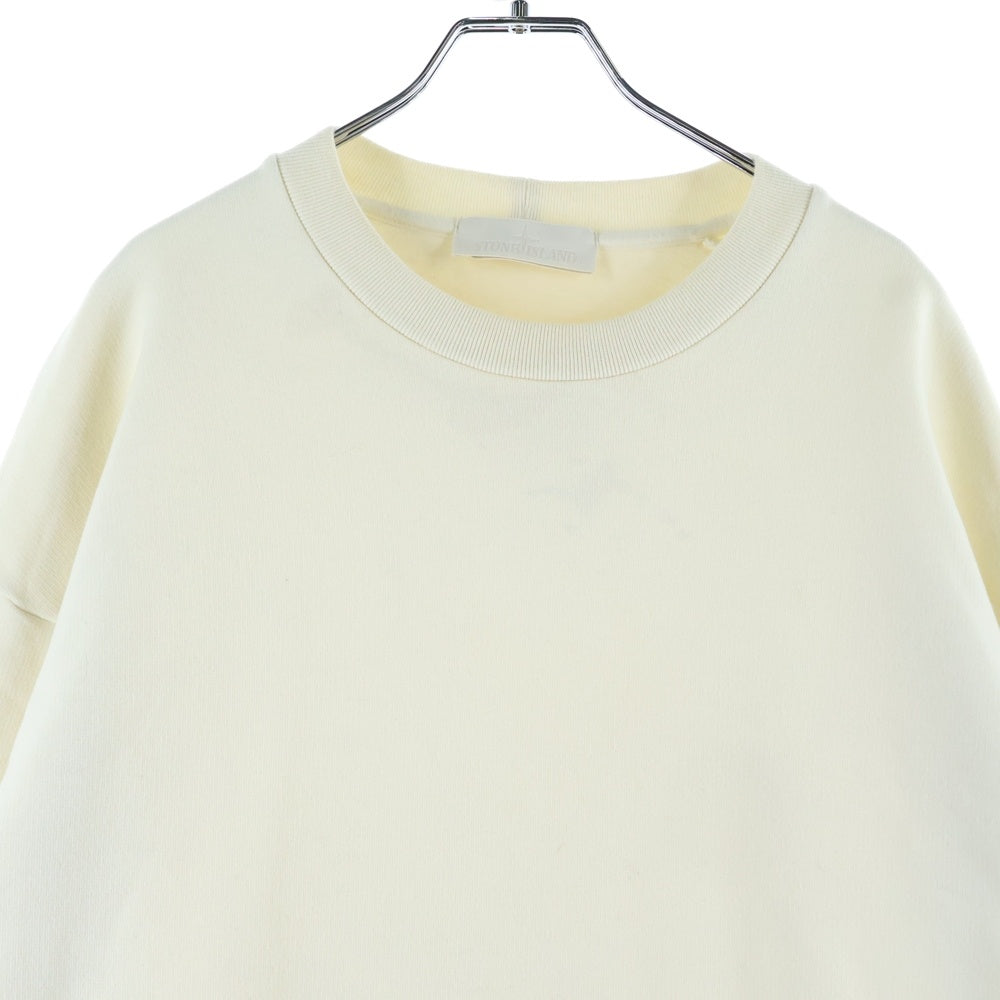 STONE ISLAND(ストーンアイランド) ワッペンロゴ クルーネック プルオーバースウェットトレーナー ホワイト/アイボリー 7715633F3
