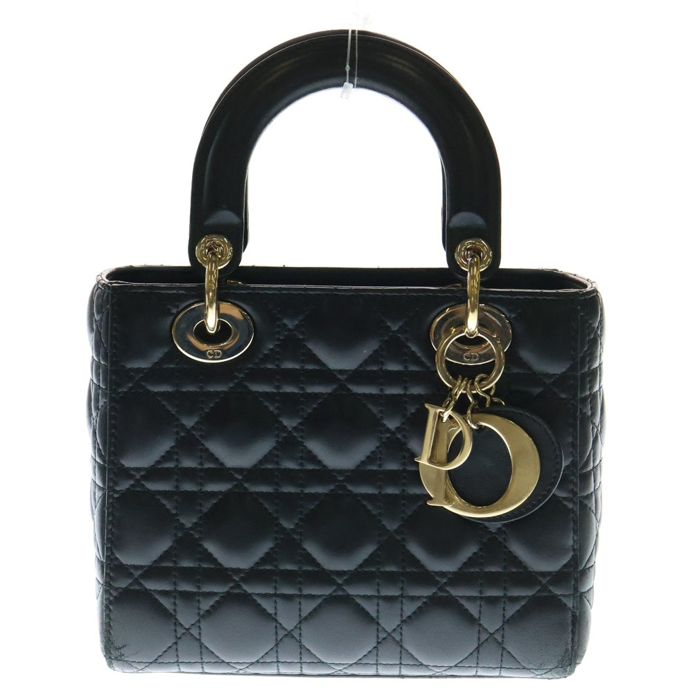 Christian Dior(クリスチャンディオール) マイレディデオール スモール カナージュ ブラック ラムスキン 2wayハンドバッグ ショルダーバッグ ゴールド金具