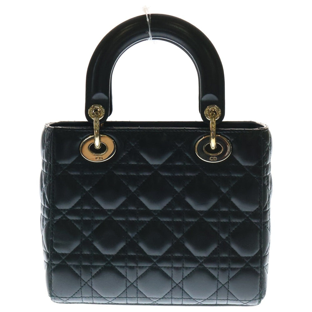 Christian Dior(クリスチャンディオール) マイレディデオール スモール カナージュ ブラック ラムスキン 2wayハンドバッグ ショルダーバッグ ゴールド金具