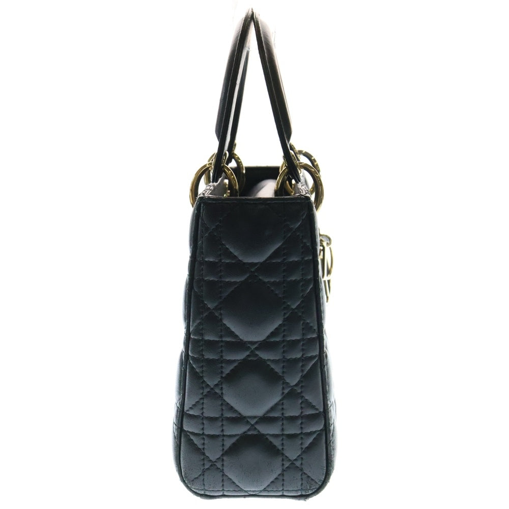 Christian Dior(クリスチャンディオール) マイレディデオール スモール カナージュ ブラック ラムスキン 2wayハンドバッグ ショルダーバッグ ゴールド金具