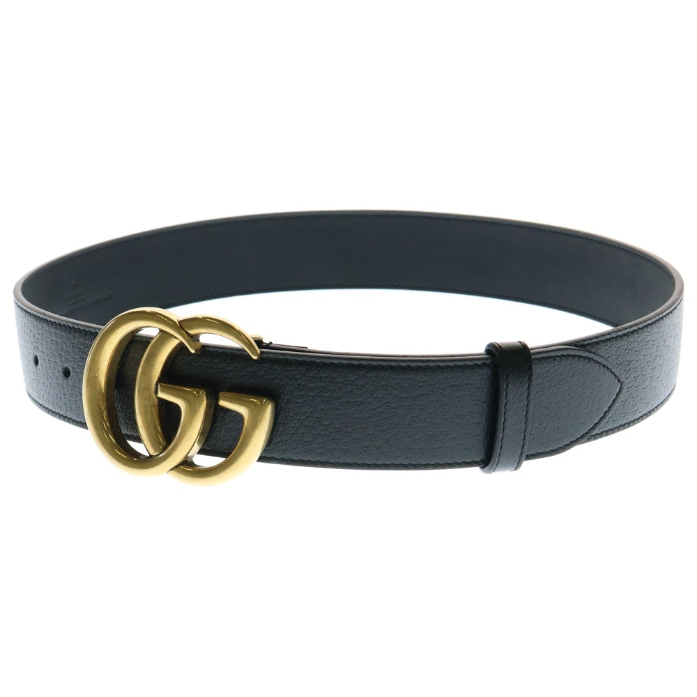 GUCCI(グッチ) GGマーモント ロゴ バックル レザーベルト ブラック/ゴールド 406831
