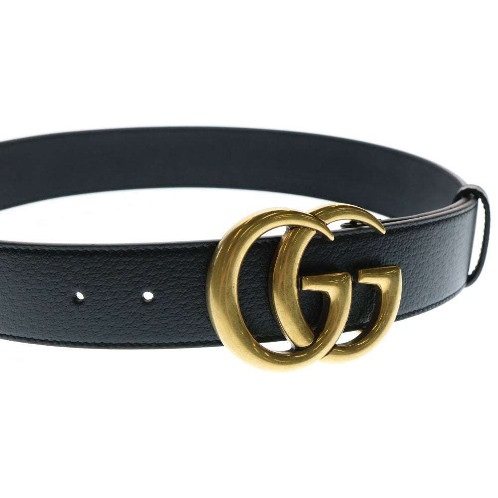 GUCCI(グッチ) GGマーモント ロゴ バックル レザーベルト ブラック/ゴールド 406831