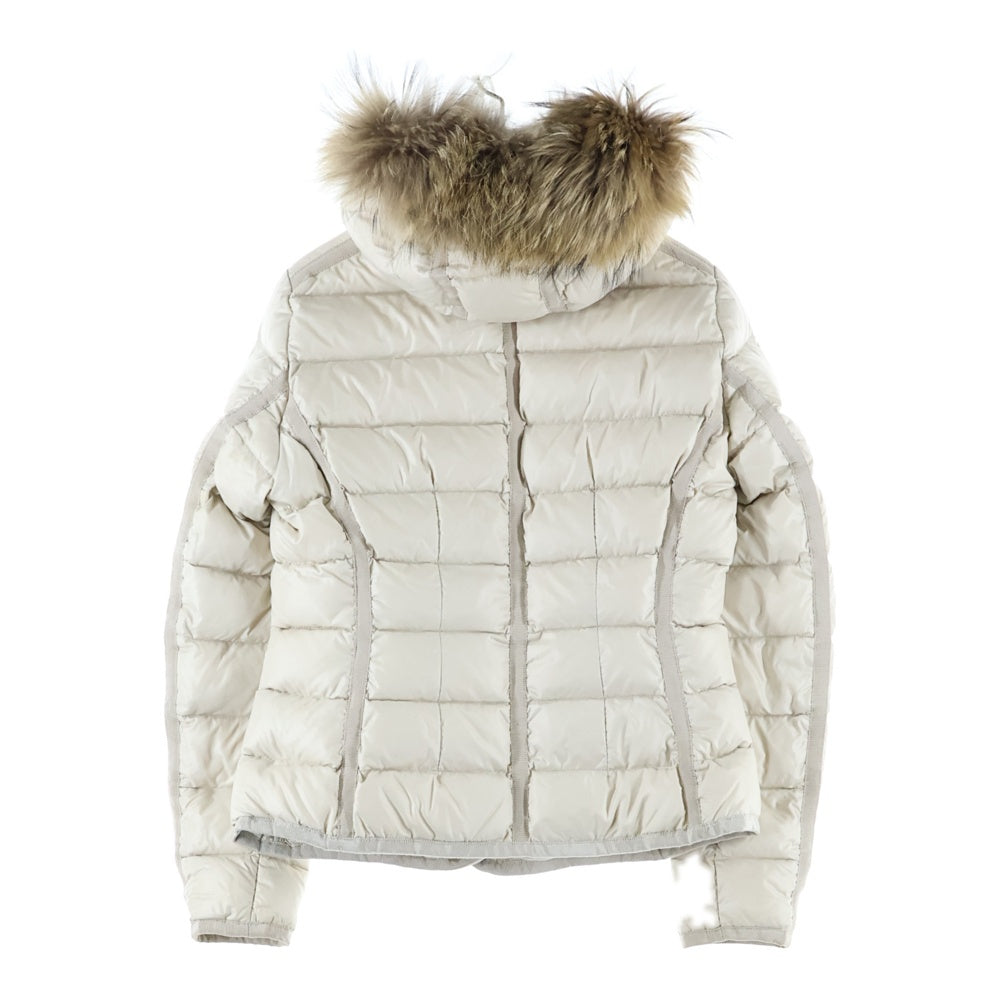 MONCLER(モンクレール) ARMOISE ファー フーデッド ジップアップ ワッペンロゴ ダウンジャケット アイボリー レディース 420934593715 68950
