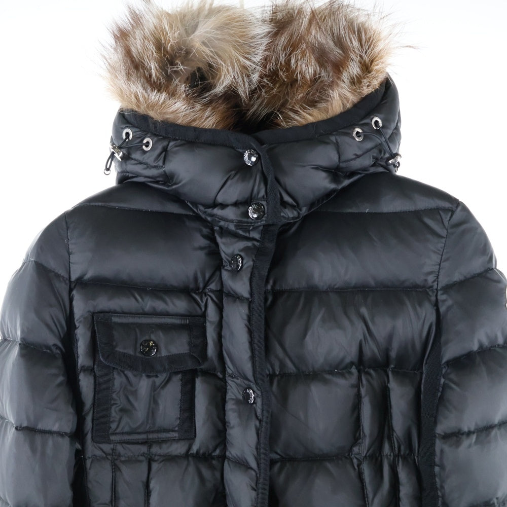 MONCLER(モンクレール) 21AW HERMIFUR エルミファー フーデッド ジップアップ ダウン ロング ジャケット コート ブラック レディース G20931C51601 53048