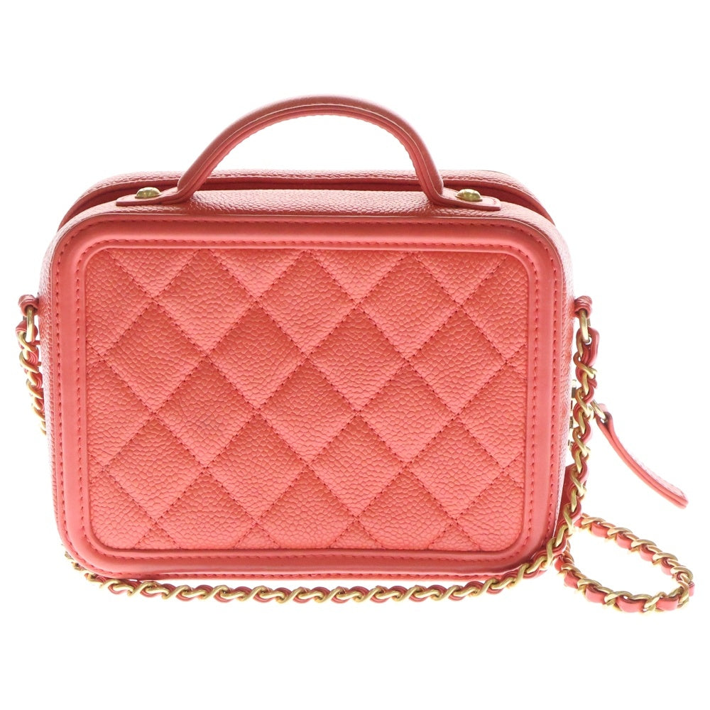 CHANEL(シャネル) ココマーク マトラッセ CCフィリグリー キャビアスキン 2WAY レザーハンドバッグ チェーンショルダーバッグ レッド レディース A93342