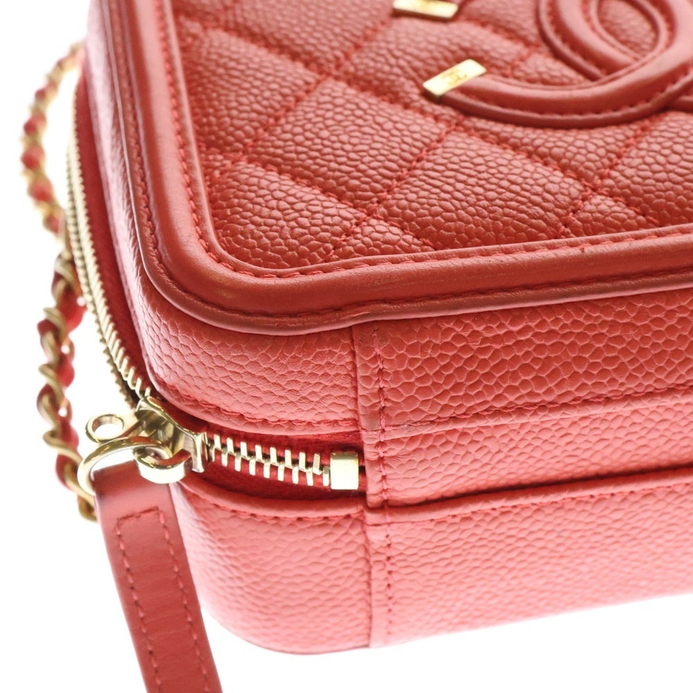 CHANEL(シャネル) ココマーク マトラッセ CCフィリグリー キャビアスキン 2WAY レザーハンドバッグ チェーンショルダーバッグ レッド レディース A93342