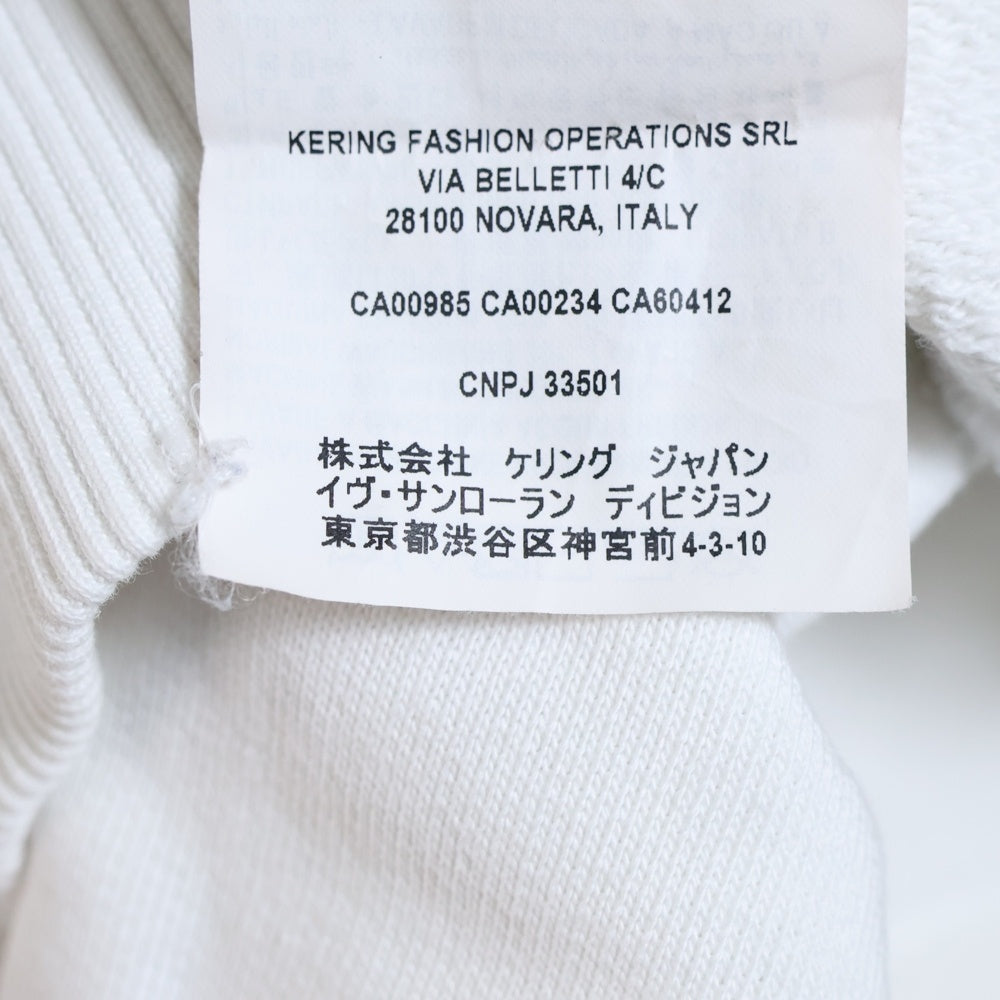 SAINT LAURENT PARIS(サンローランパリ) シグニチャーロゴプリント プルオーバースウェットパーカー フーディー ホワイト 464581