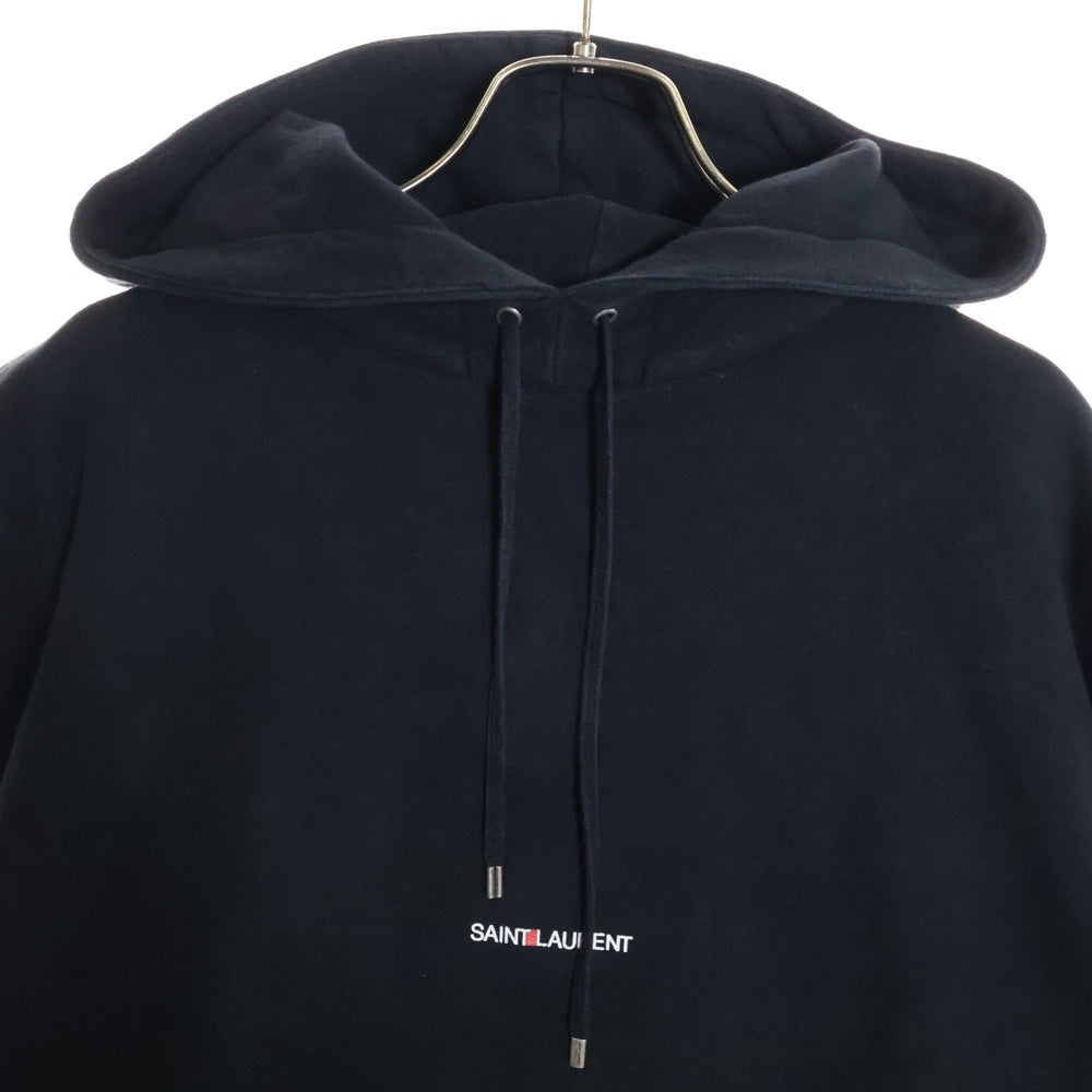 SAINT LAURENT PARIS(サンローランパリ) シグニチャーロゴプリント プルオーバースウェットパーカー フーディー ブラック 464581
