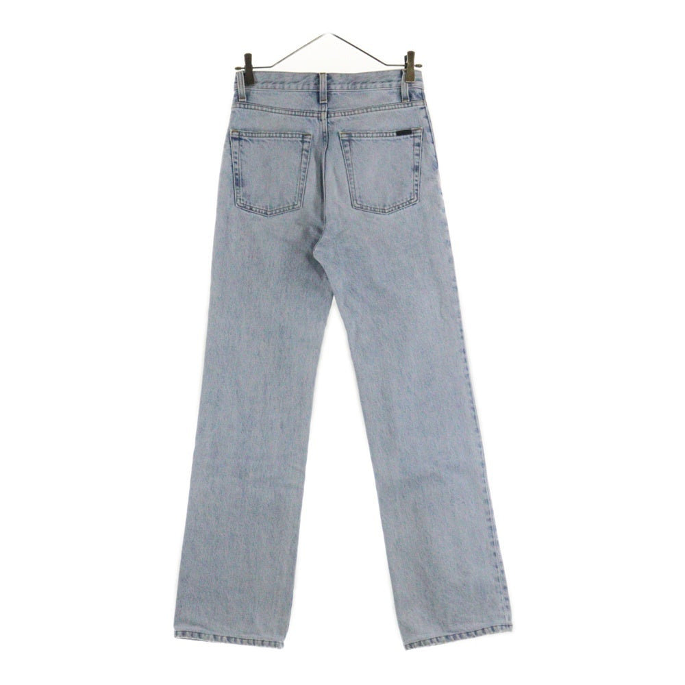 SAINT LAURENT PARIS(サンローランパリ) ウォッシュ加工 レザーロゴパッチ ストレートデニムパンツ ジーンズ インディゴ 691771