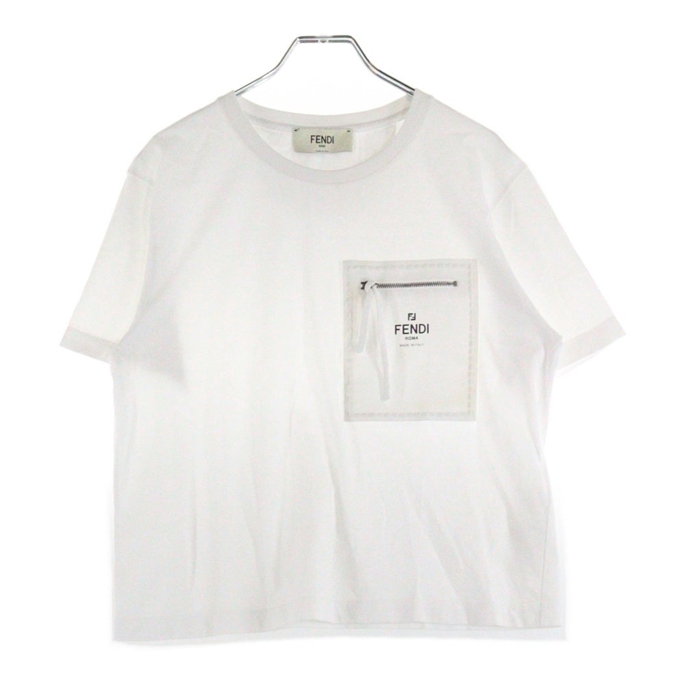 FENDI(フェンディ) ジップポケット ロゴ ショートスリーブカットソー 半袖Tシャツ ホワイト