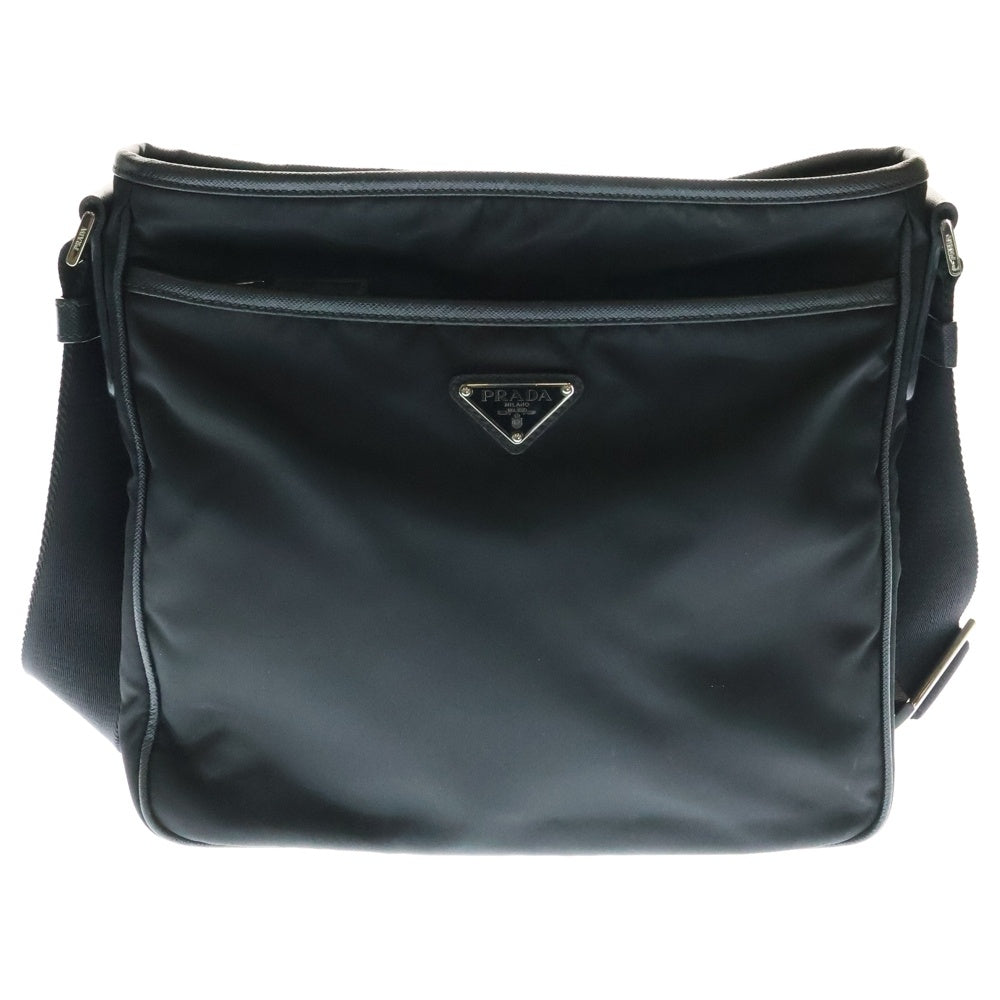 PRADA(プラダ) プラダ ショルダーバッグ メッセンジャーバッグ ブラック ナイロン サフィアーノ シルバー金具 2VH797