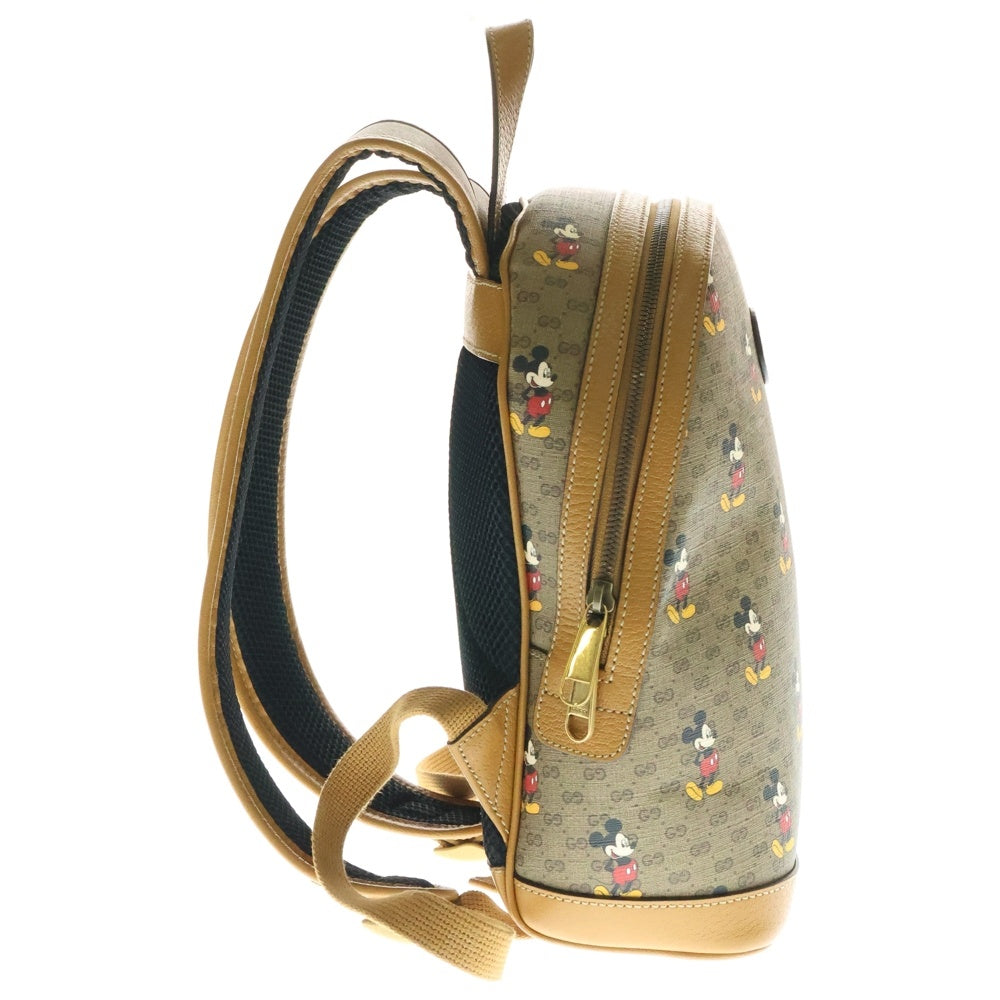 GUCCI(グッチ) グッチ×ミッキーコラボ バックパック リュックサック ゴールド金具 PVCレザー ブラウン 552884