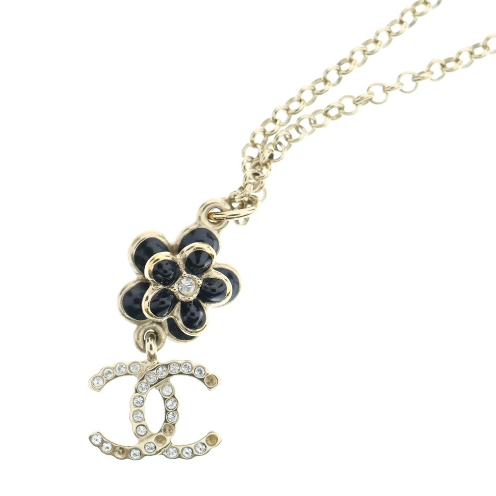 CHANEL(シャネル) ココマーク フラワーモチーフ ネックレス ペンダント チェーン ゴールド×ブラック A21C