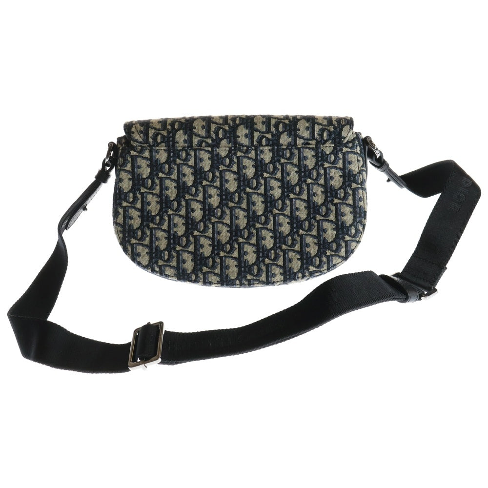 DIOR(ディオール) オブリークジャカード サドル コブラバックル キャンバス レザー メッセンジャー ショルダーバッグ ネイビー/ブラック