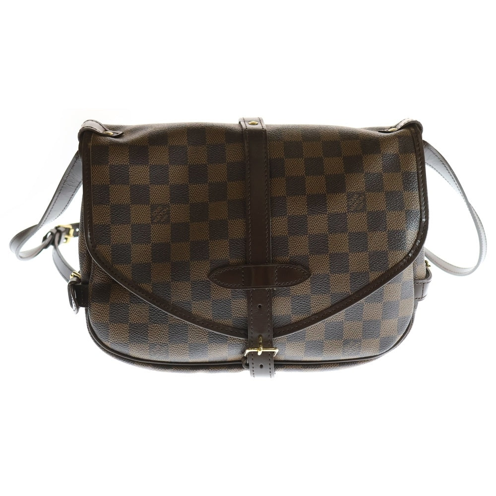 LOUIS VUITTON(ルイヴィトン) ソミュール30 ダミエ エベヌ PVC レザー ショルダーバッグ ゴールド金具 ブラウン N48081