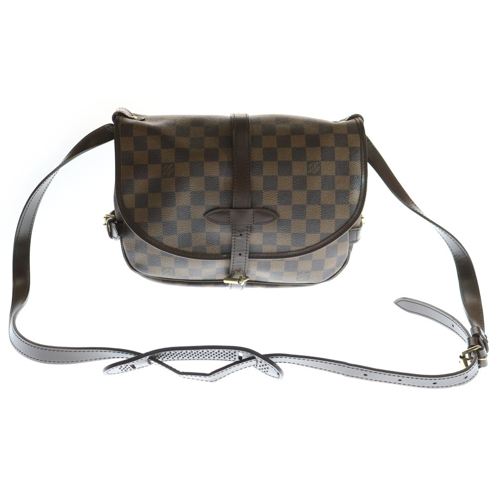 LOUIS VUITTON(ルイヴィトン) ソミュール30 ダミエ エベヌ PVC レザー ショルダーバッグ ゴールド金具 ブラウン N48081