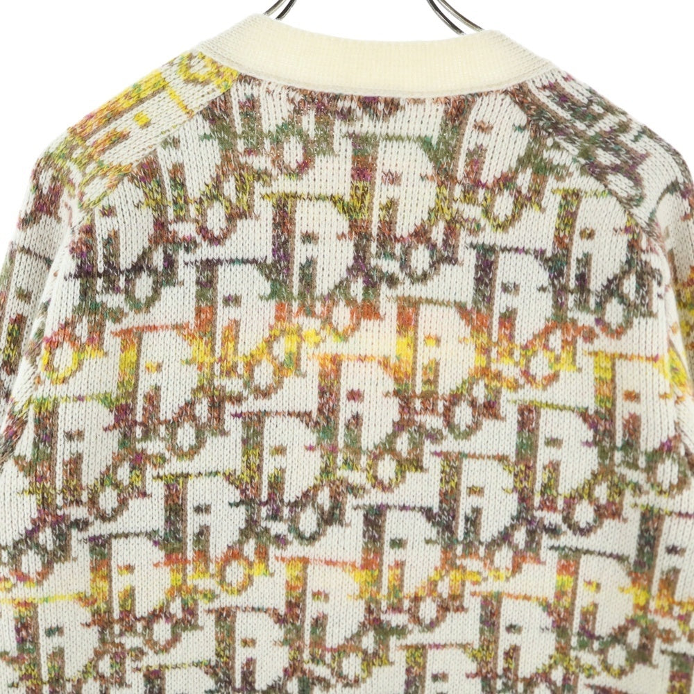 Christian Dior(クリスチャンディオール) オブリーク総柄ジャガード マルチカラー ウールニット カーディガン アイボリー 213M233AT344