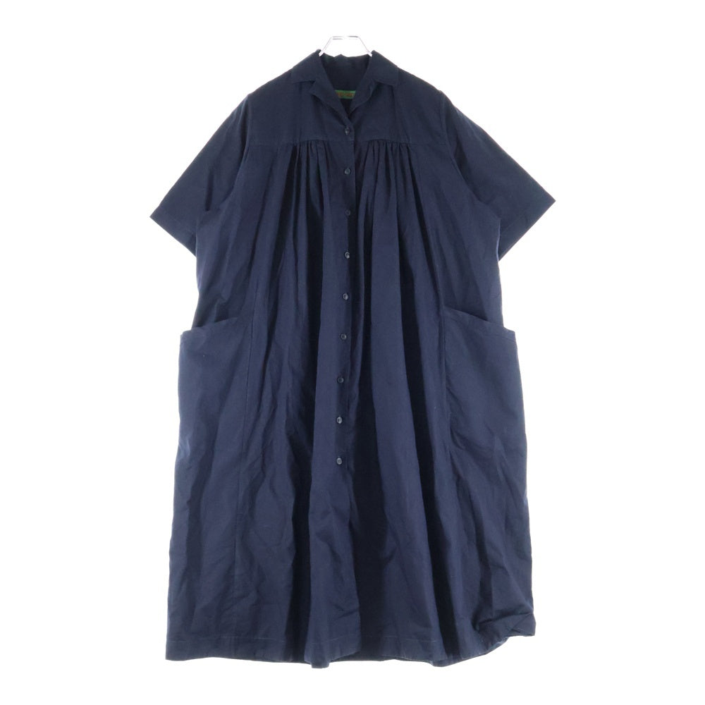 CASEY CASEY(ケイシーケイシー) 22AW RYTHME DRESS リズム ドレス コットンリネンオープンカラーワンピース ネイビー レディース 22FR486