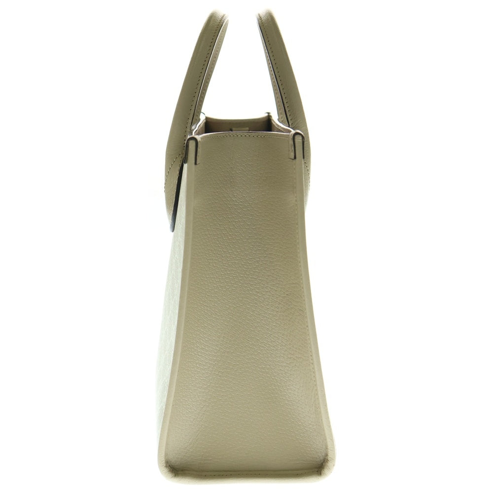GUCCI(グッチ) GGスモール トートバッグ ハンドバッグ アイボリー ホワイト レザー×PVC ゴールド金具 659983