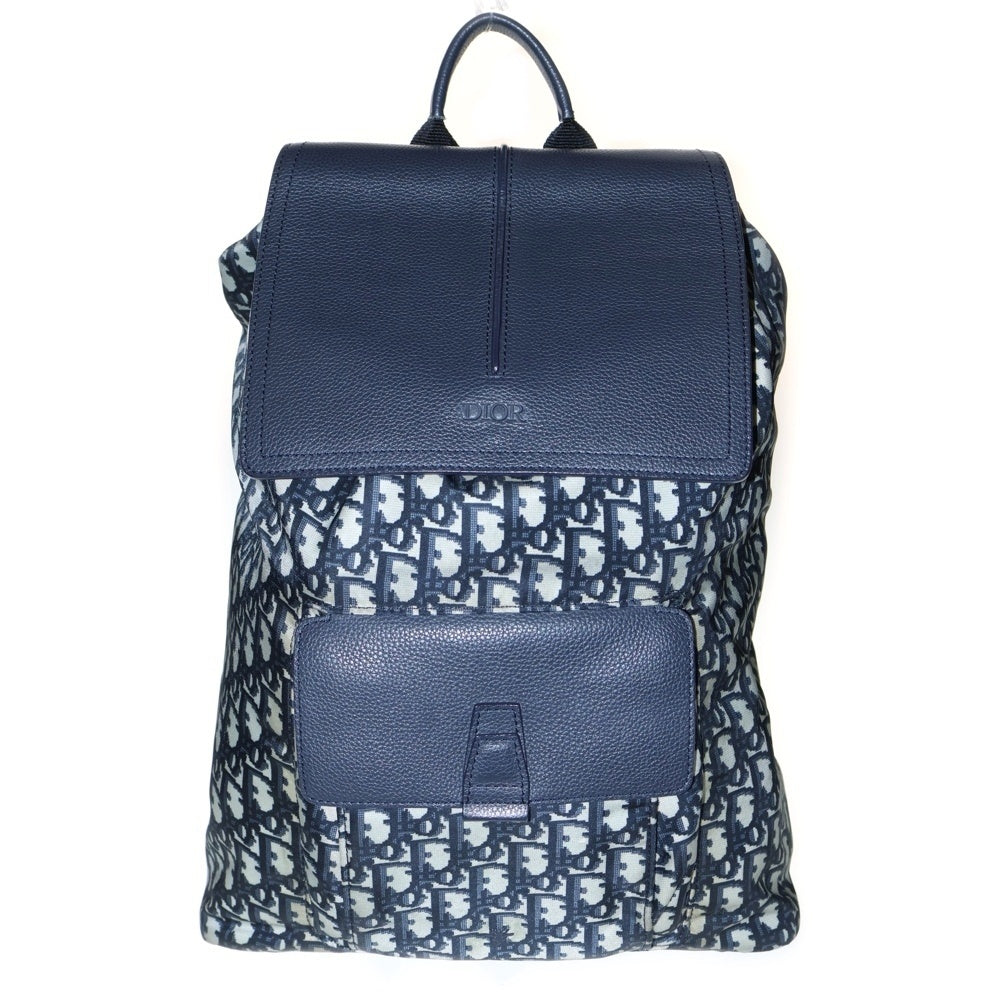 Christian Dior(クリスチャンディオール) オブリーク ビーモーション リュック バックパック ネイビー レザー×キャンバス