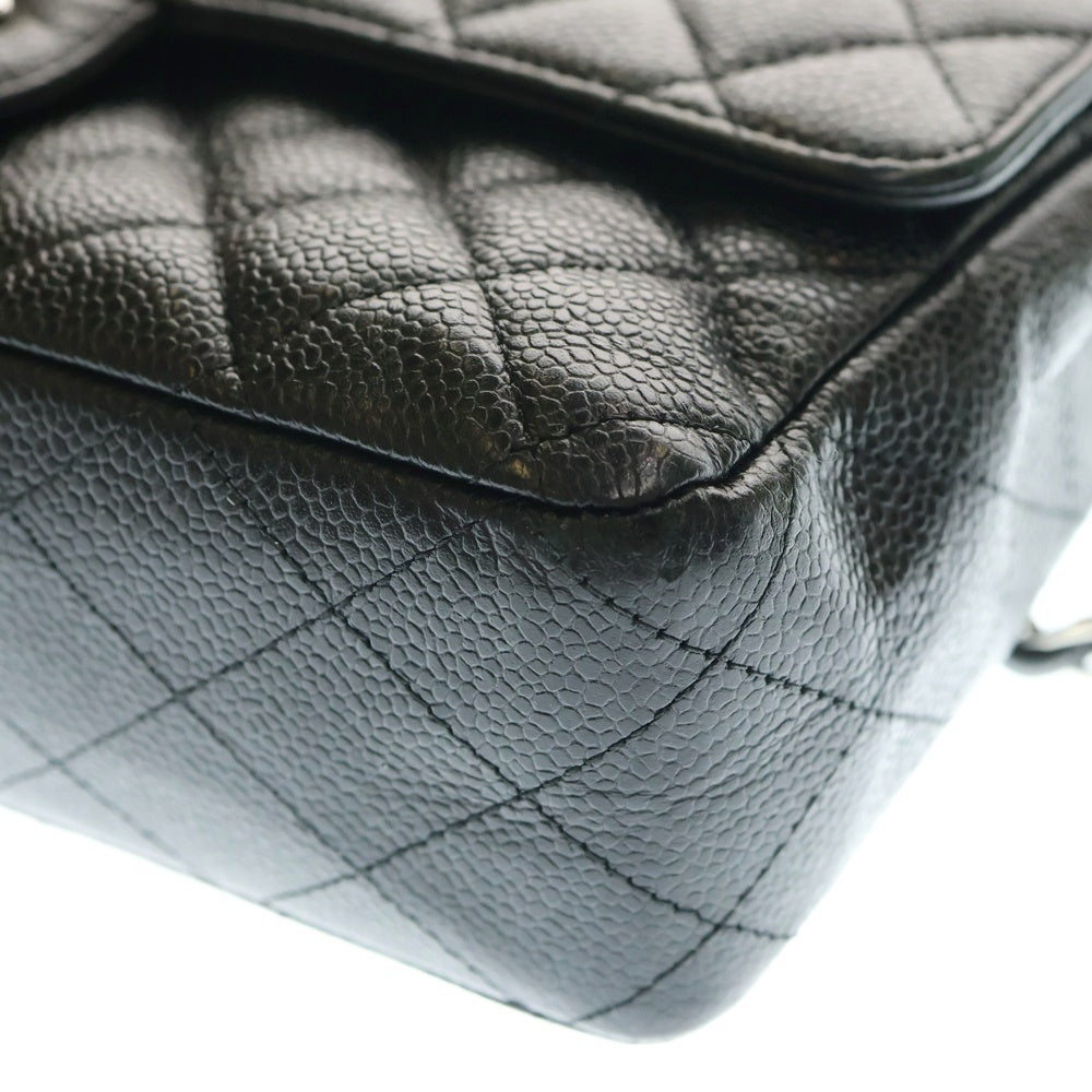 CHANEL(シャネル) マトラッセ25 ダブルフラップ ダブルチェーン チェーン ショルダーバッグ ブラック キャビアスキン シルバー金具