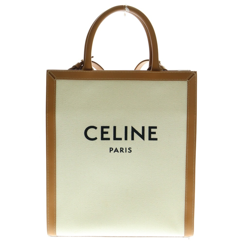 CELINE(セリーヌ) バーティカルカバ 2WAYバック トートバッグ ハンドバッグ ショルダーバッグ キャンバス×レザー ブラウン×アイボリー
