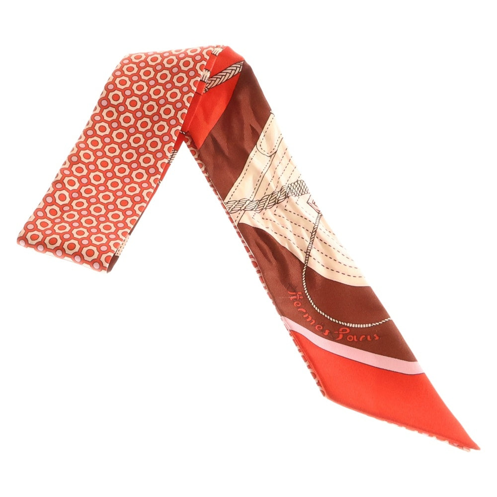 HERMES(エルメス) CLIC CLAC MODERN ツイリー バンドー レッド×ホワイト