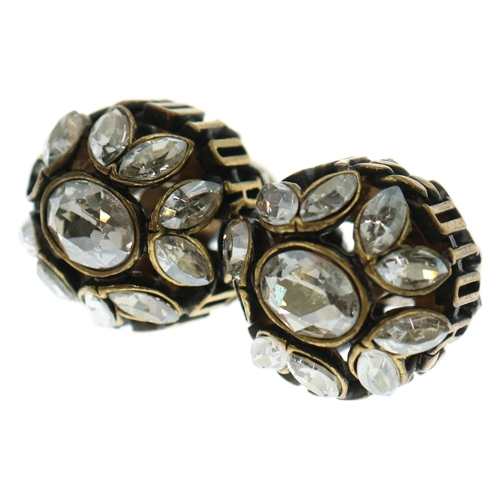 DIOR(ディオール) トライバル ストーン フラワーモチーフロゴピアス ゴールド