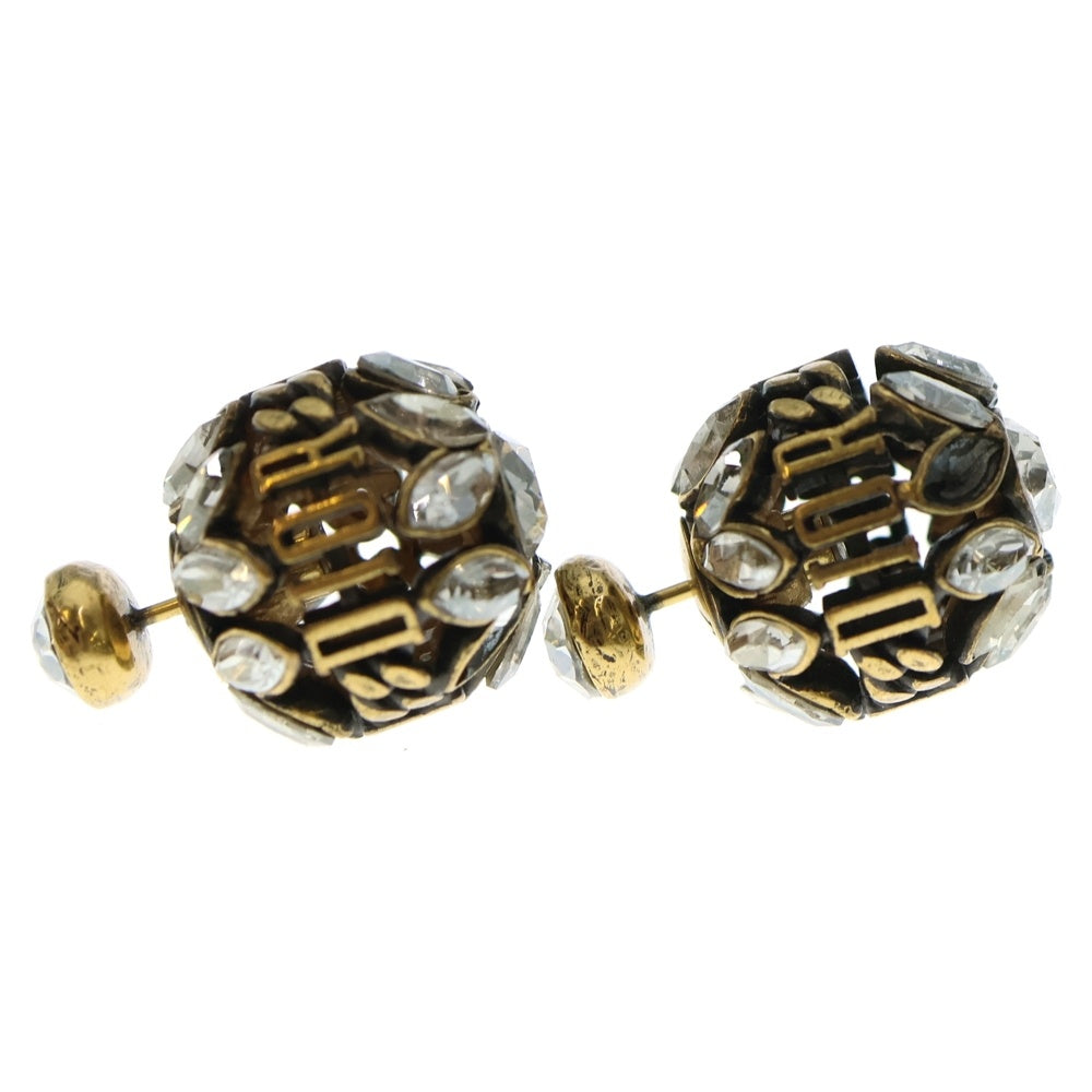 DIOR(ディオール) トライバル ストーン フラワーモチーフロゴピアス ゴールド