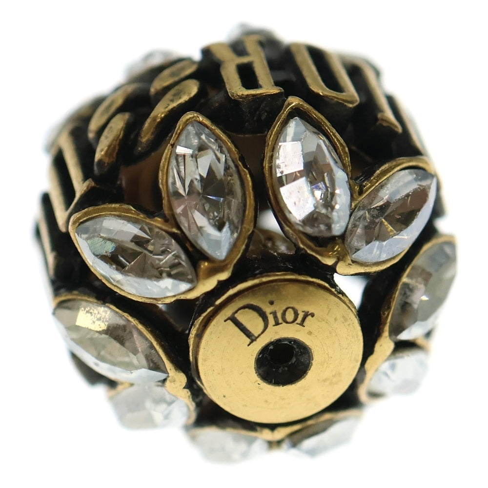 DIOR(ディオール) トライバル ストーン フラワーモチーフロゴピアス ゴールド
