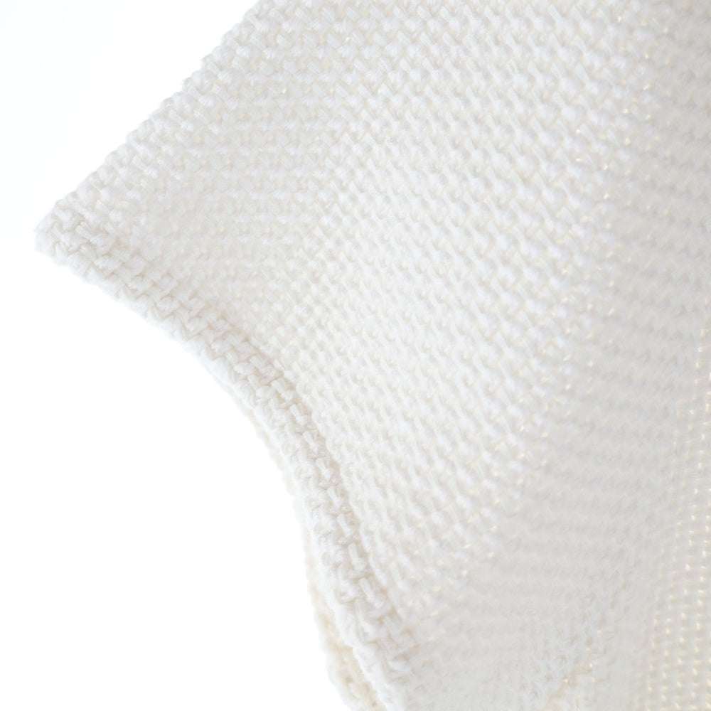 CHANEL(シャネル) ココマークボタン コットンニット フリル 半袖 ミディアムワンピース ホワイト/ブラック レディース P71969V63611