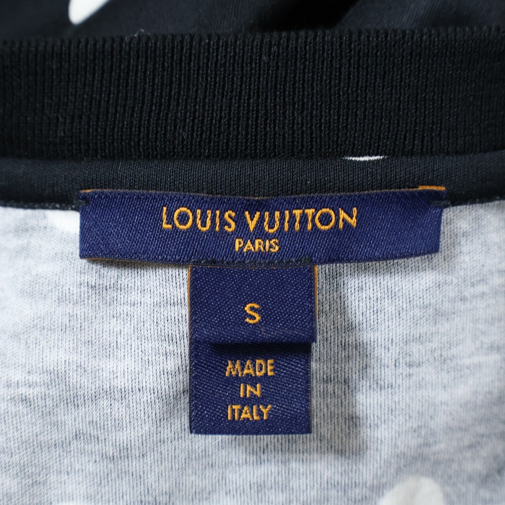 LOUIS VUITTON(ルイヴィトン) 22SS ポルカドット総柄 チェーン ドローストリング クルーネック 半袖 ジャージー ミディアム ワンピース カットソー ブラック レディース RW221B OB5 FMJD96