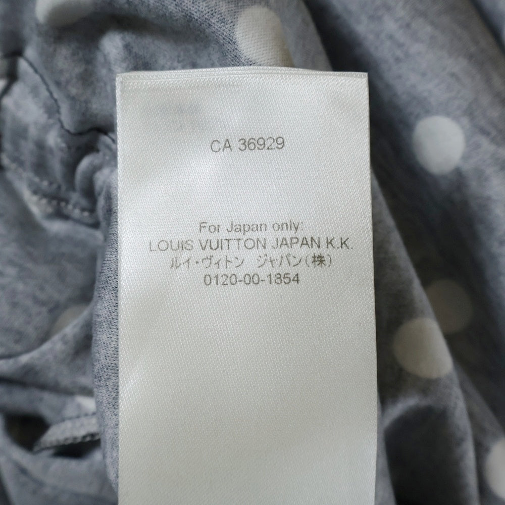 LOUIS VUITTON(ルイヴィトン) 22SS ポルカドット総柄 チェーン ドローストリング クルーネック 半袖 ジャージー ミディアム ワンピース カットソー ブラック レディース RW221B OB5 FMJD96