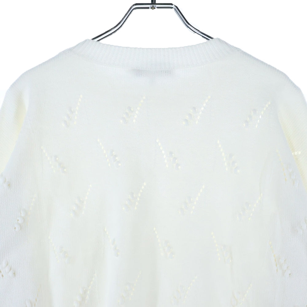 DIOR(ディオール) マリニエール ロゴ コットン クルーネック ロングスリーブ プルオーバー 長袖ニット セーター ホワイト レディース 3WBM14PULB