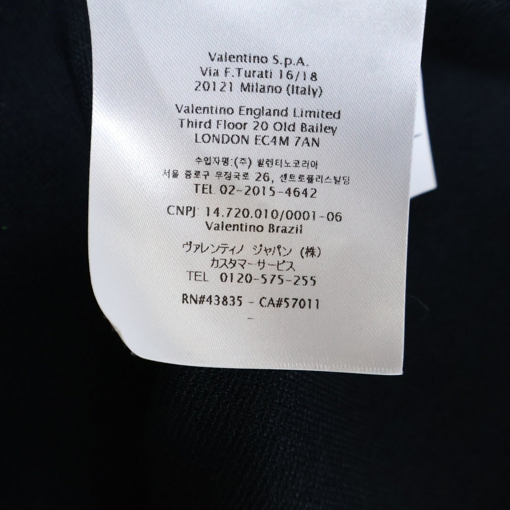 valentino garavan(ヴァレンティノガラヴァーニ) Vロゴ刺繍 ロックスタッズ ボーダー柄 レーヨンニット 半袖 ミディアム ワンピース ネイビー レディース 1B3KD08L7FG