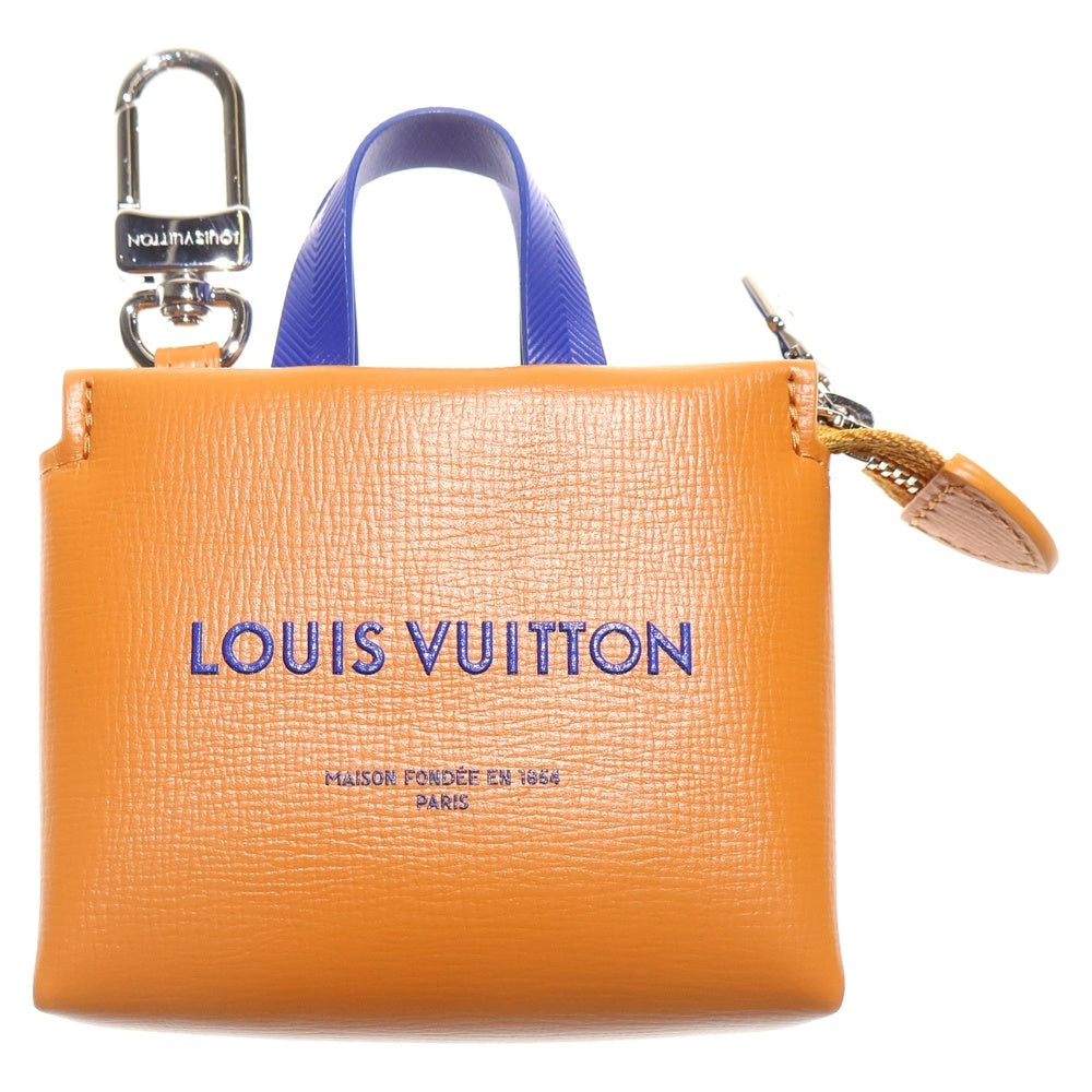 LOUIS VUITTON(ルイヴィトン) バッグチャーム LV ミニショッパー キーホルダー バッグチャーム レザー オレンジ M02699 シルバー金具