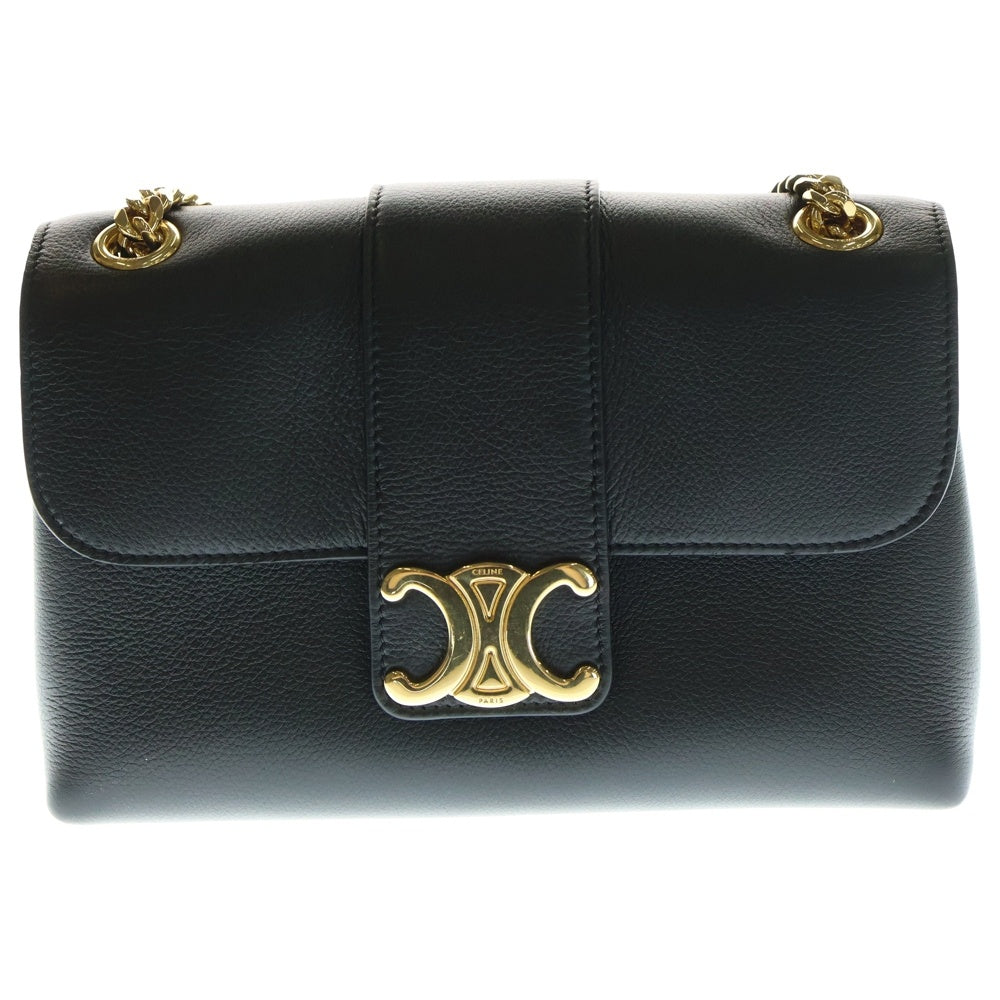 CELINE(セリーヌ) ヴィクトワール ミディアム 2WAYバッグ ハンドバッグ ショルダーバッグ チェーンバッグ ブラック サプルカーフスキン ゴールド金具