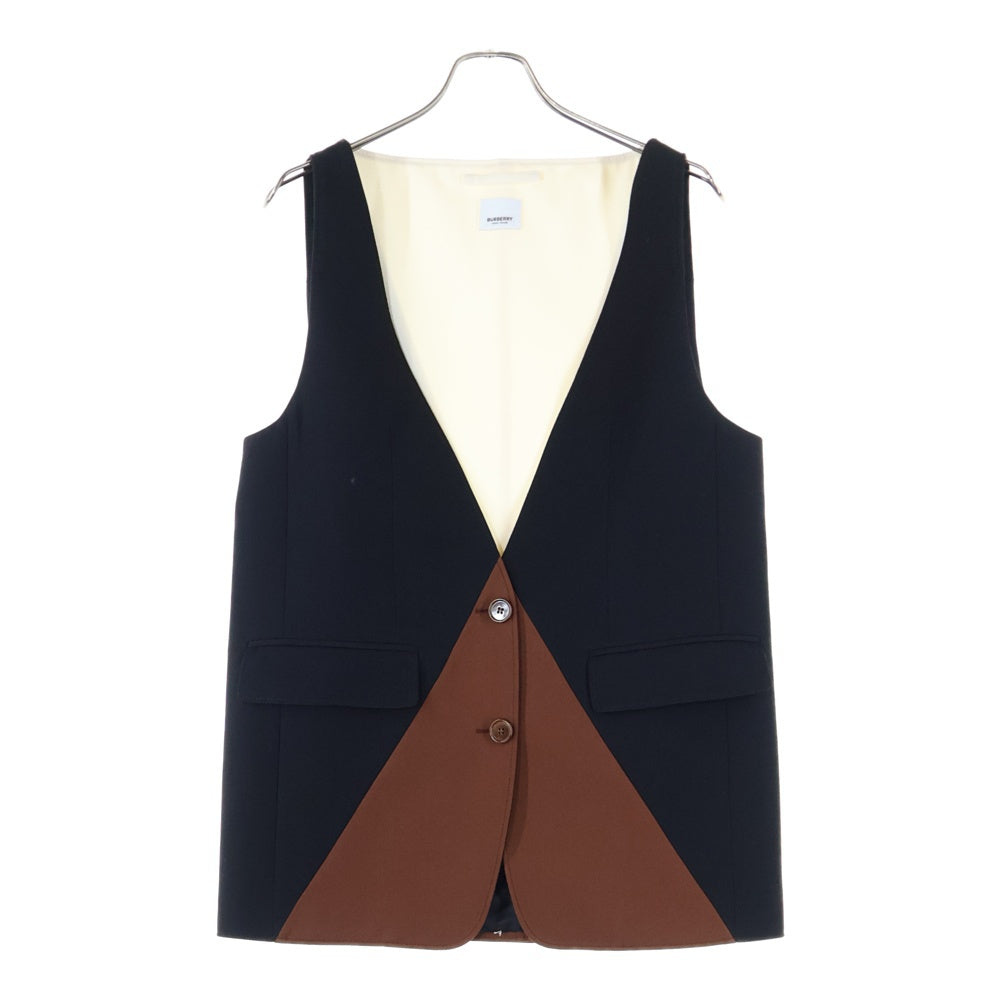 BURBERRY(バーバリー) ウール オーバーサイズ 2B ベスト ジレ ブラック/ブラウン レディース 8054515
