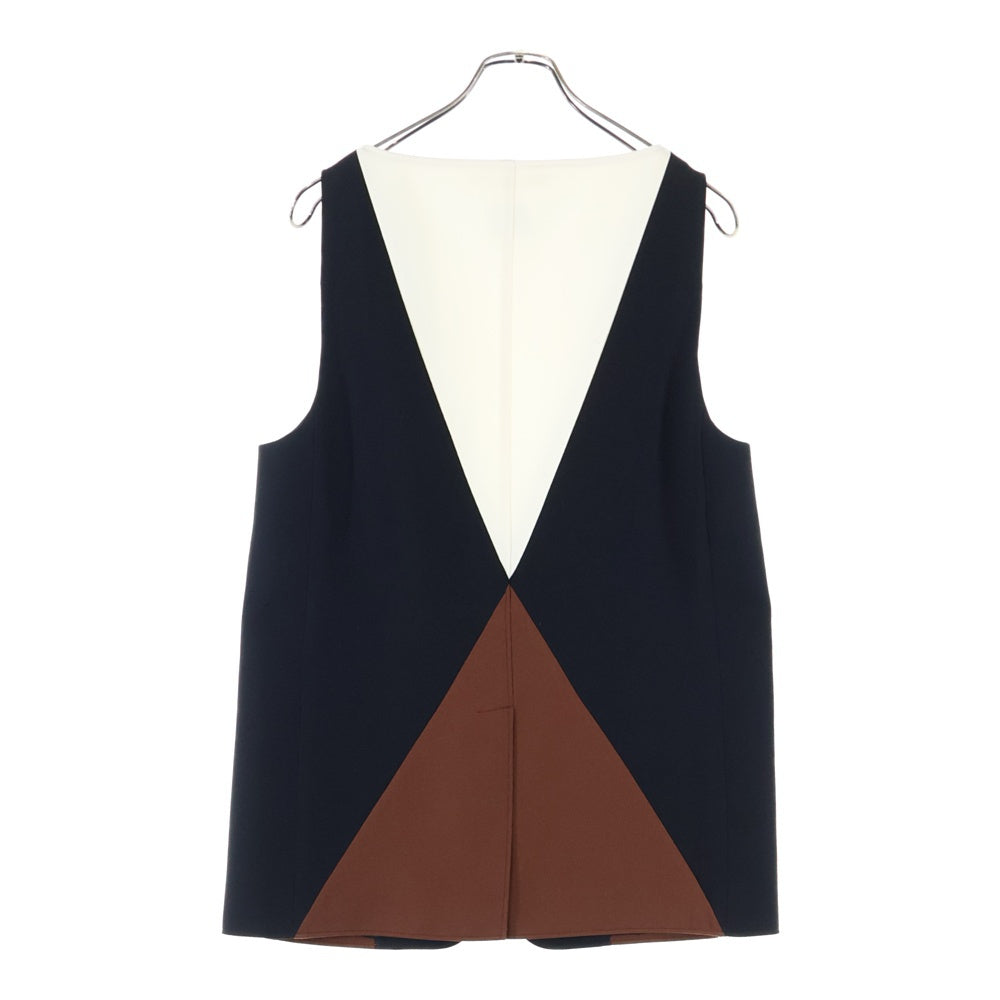 BURBERRY(バーバリー) ウール オーバーサイズ 2B ベスト ジレ ブラック/ブラウン レディース 8054515