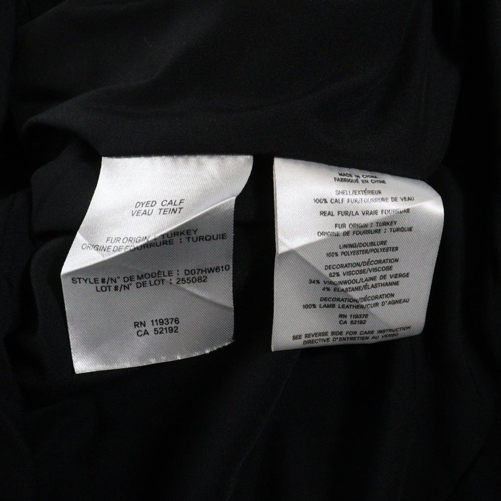 HELMUT LANG(ヘルムートラング) ハラコ レザー切り替え パッチワーク クルーネック ノースリーブ ミディアム ワンピース ブラック レディース D07HW610