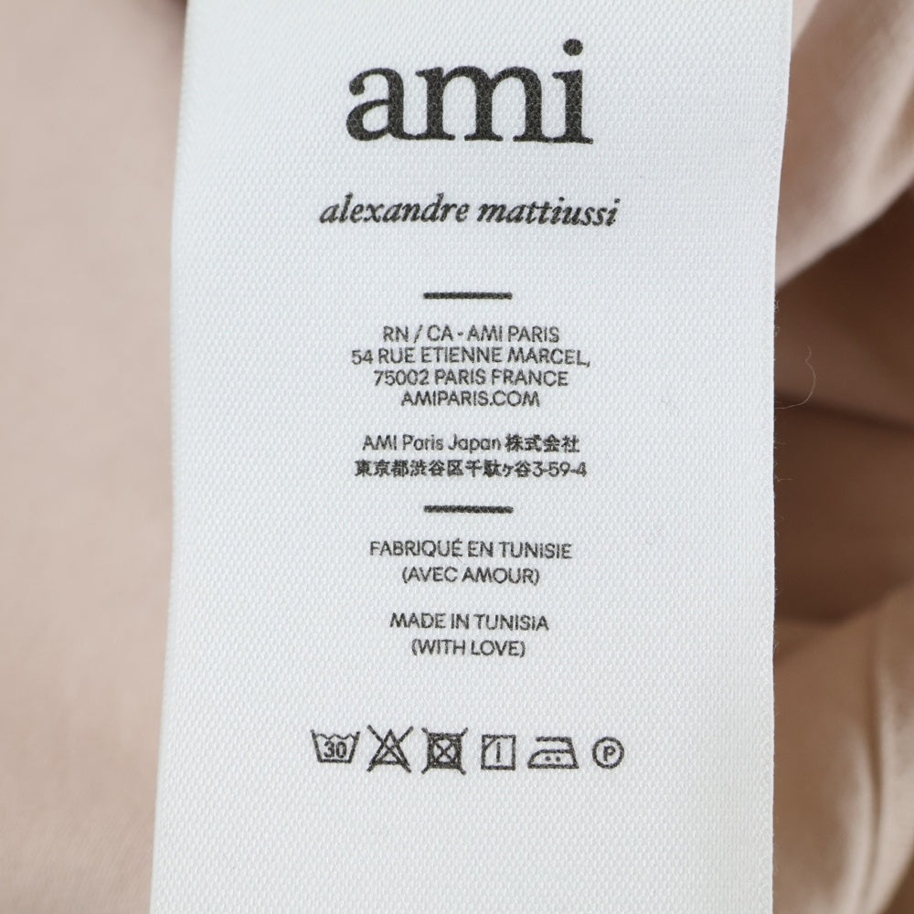 ami paris(アミパリス) Ami de Coeur アミ ドゥ クール ハート エンボスロゴ コットン スナップボタン 半袖シャツ ジャケット ピンク SPHSH219.DE0044