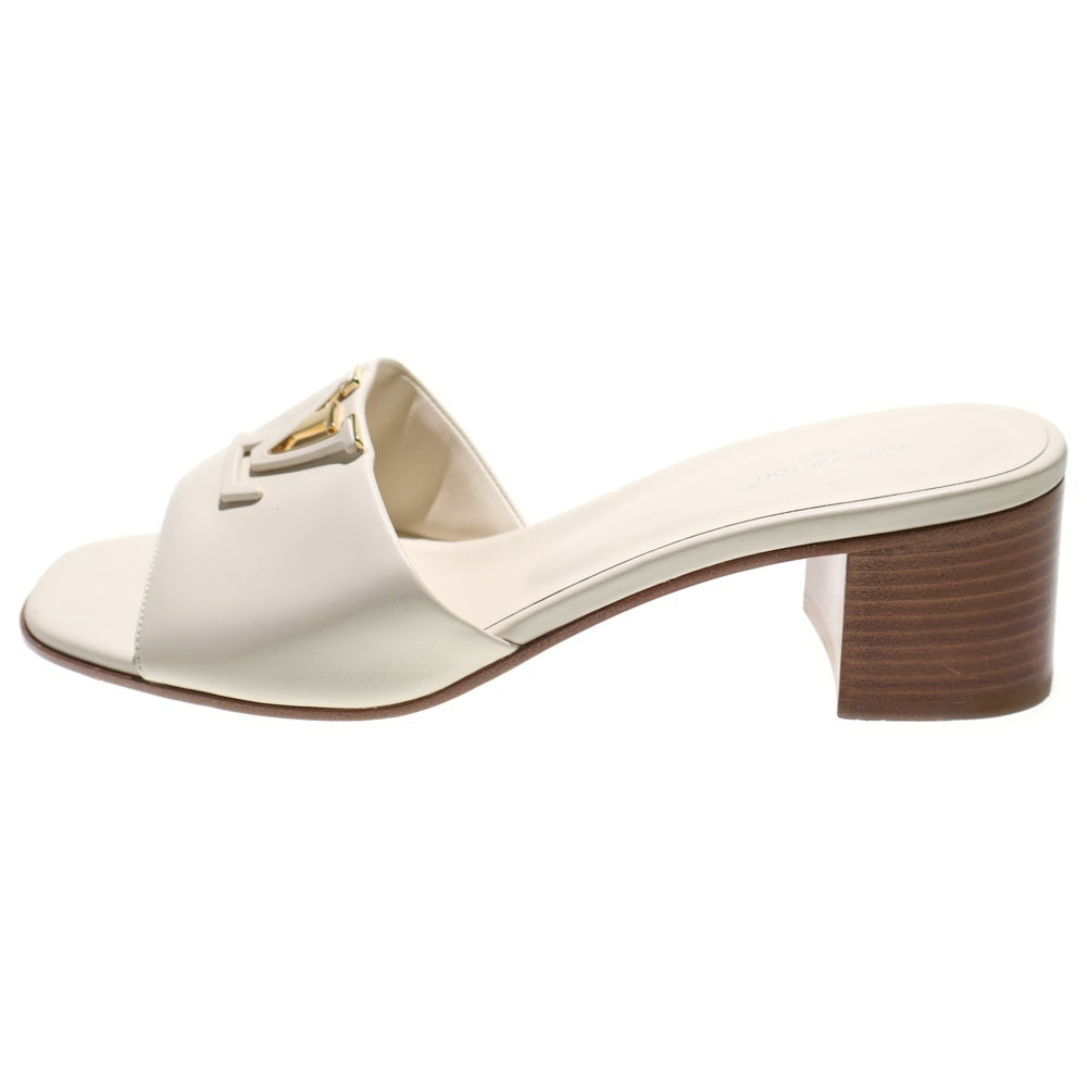 LOUIS VUITTON(ルイヴィトン) LVマレ ミュール カプシーヌ ロゴプレート レザー ヒール サンダル シューズ ホワイト レディース 1AGTVC