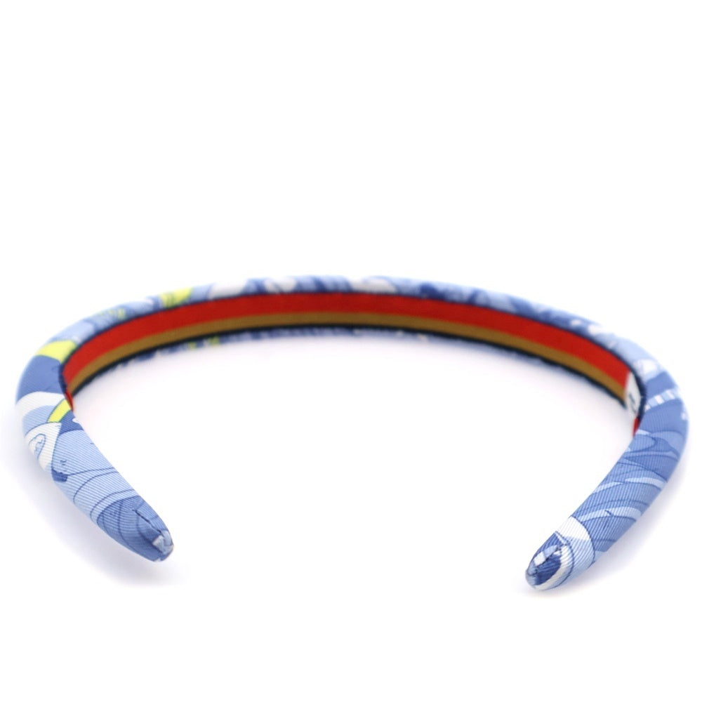 HERMES(エルメス) エルザ シルク スカーフ カチューシャ ヘアバンド ライトブルー レディース