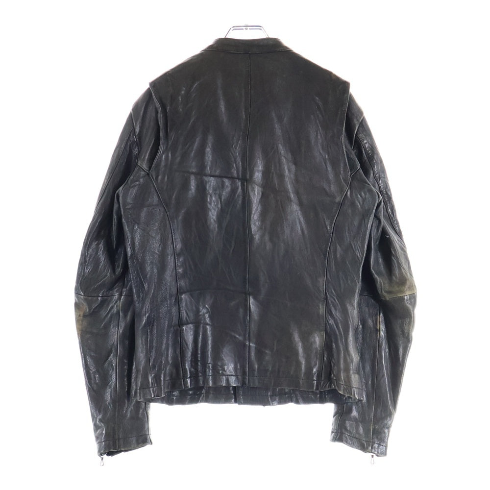 SHELLAC(シェラック) シープフルベジバタフライ ラムレザー ジップアップ ダブル ライダースジャケット ブラック 43006