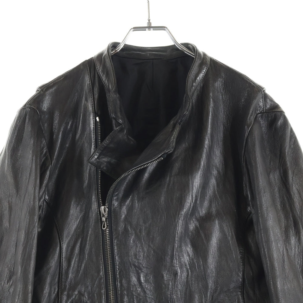 SHELLAC(シェラック) シープフルベジバタフライ ラムレザー ジップアップ ダブル ライダースジャケット ブラック 43006