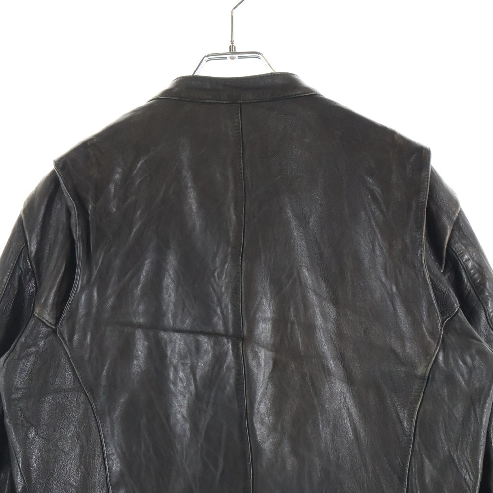 SHELLAC(シェラック) シープフルベジバタフライ ラムレザー ジップアップ ダブル ライダースジャケット ブラック 43006