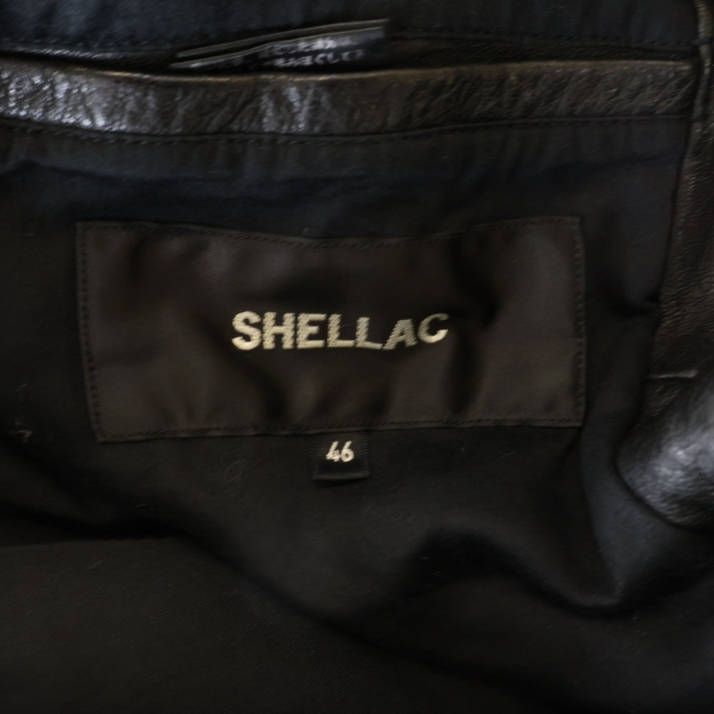 SHELLAC(シェラック) シープフルベジバタフライ ラムレザー ジップアップ ダブル ライダースジャケット ブラック 43006